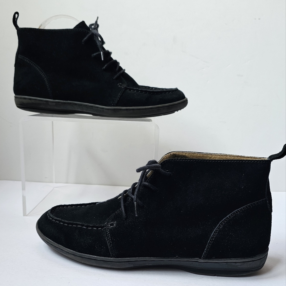 Lands End 10 Black Suede Lace-up Ankle Boots Great Condition!